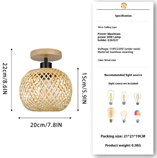 Bamboo Glow Lamp – Japanese-Style Ceiling Light