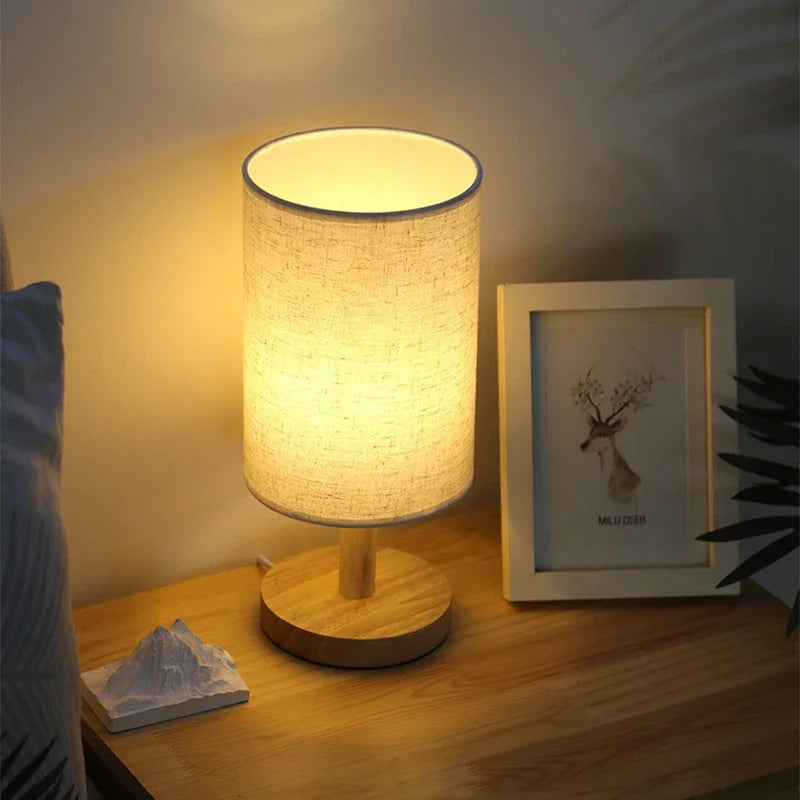 LED Table Lamp – Chinese Style Fabric Shade, Dimmable USB Light