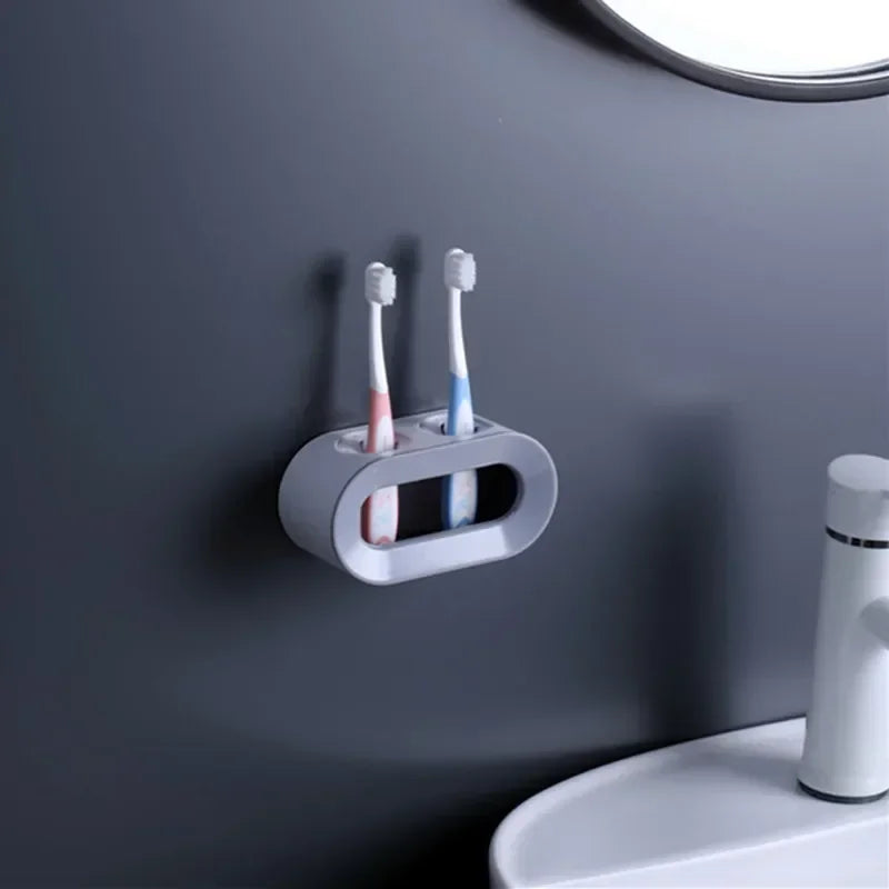 Bathroom Wall-Mounted Toothbrush Holder – Single & Double Hole Organizer