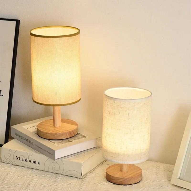LED Table Lamp – Chinese Style Fabric Shade, Dimmable USB Light