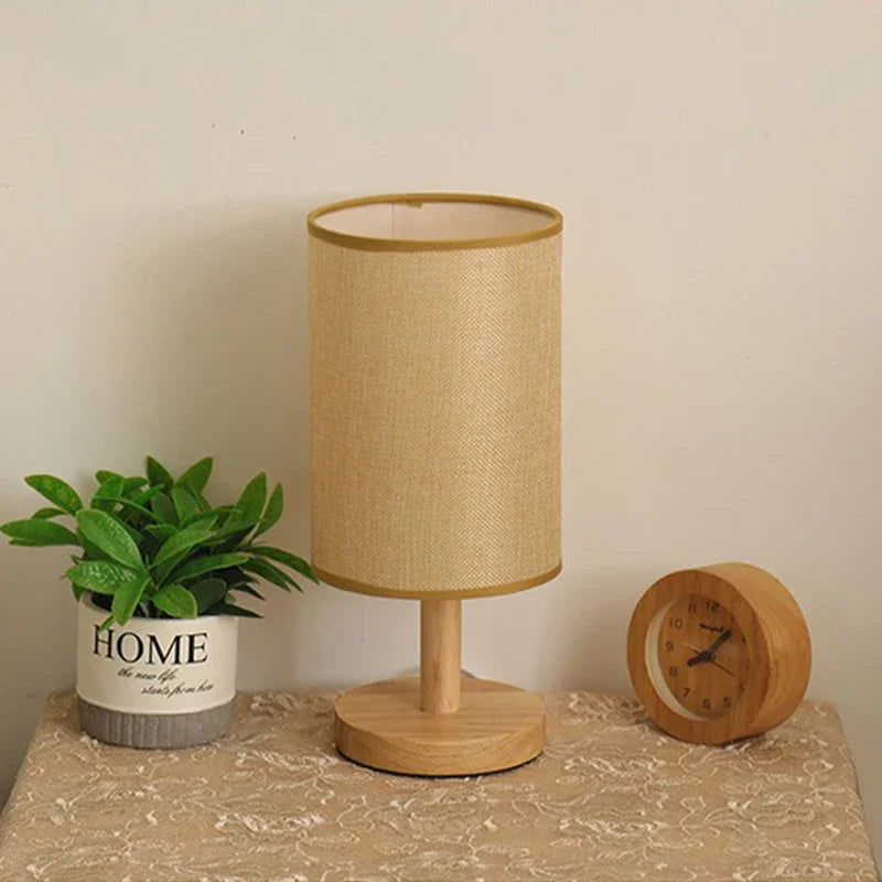 LED Table Lamp – Chinese Style Fabric Shade, Dimmable USB Light