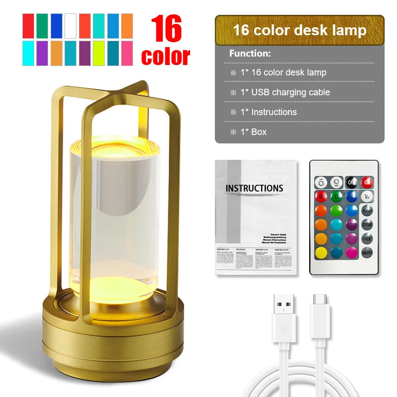 Rechargeable LED Lantern Table Lamp – 16-Color Mood Light