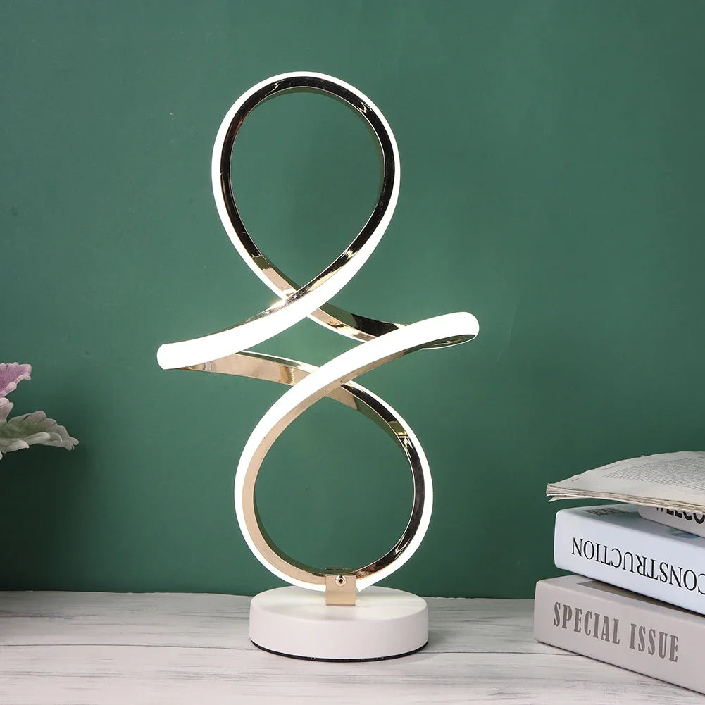 Modern LED Spiral Table Lamp – Eye-Caring Curved Light