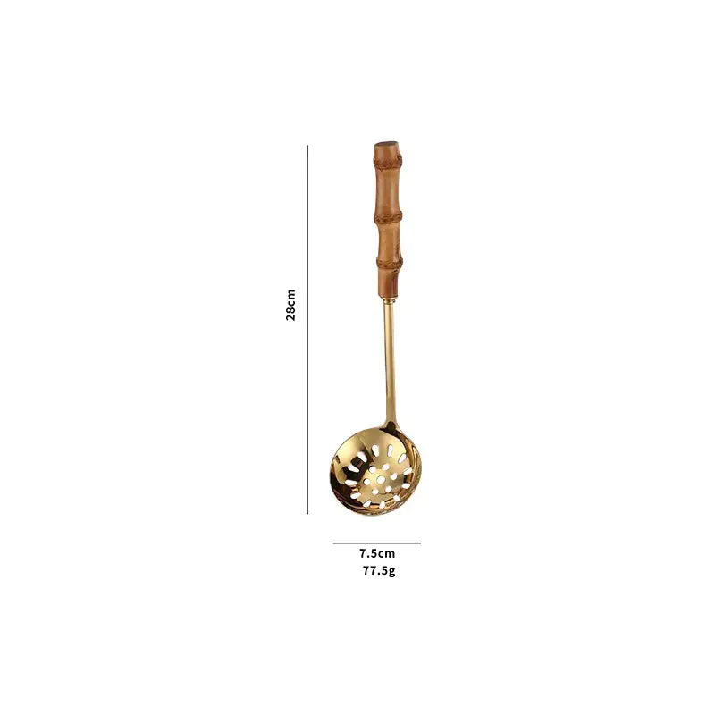 Stainless Steel Kitchen Utensil Set with Bamboo Handles