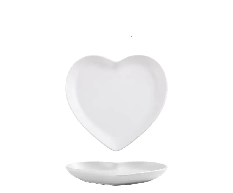 Nordic Heart-Shaped Ceramic Dinner Plate Set – Romantic Couple Set