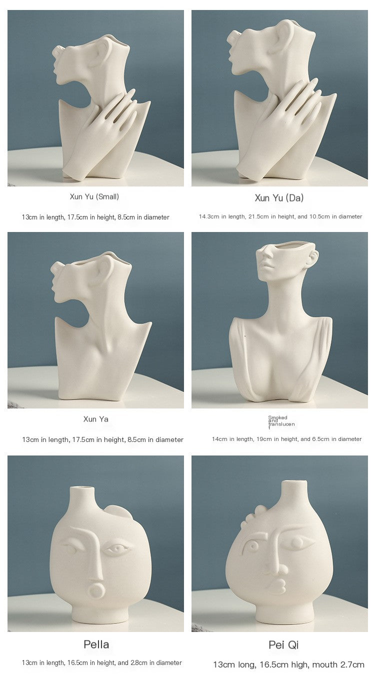 Nordic Style Human Face Creative Ceramic Vase Decor