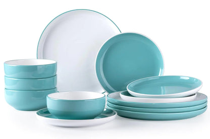 GBHOME 12-Piece Modern White Ceramic Dinnerware Set