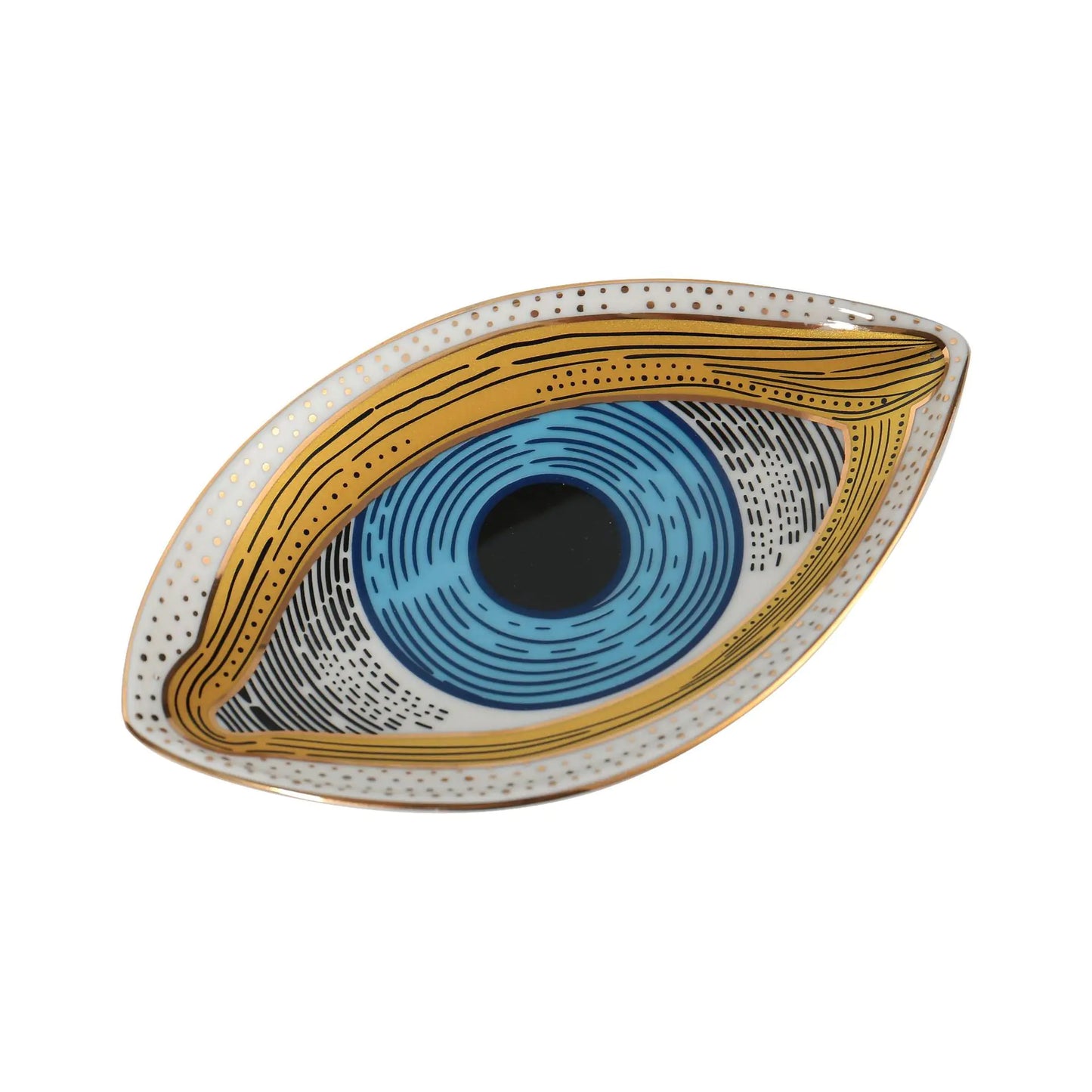 Creative Oval Ceramic Tray with Evil Eye Design