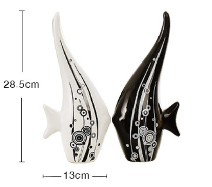 Ceramic Home Decor - Long-tail Black and White Fish