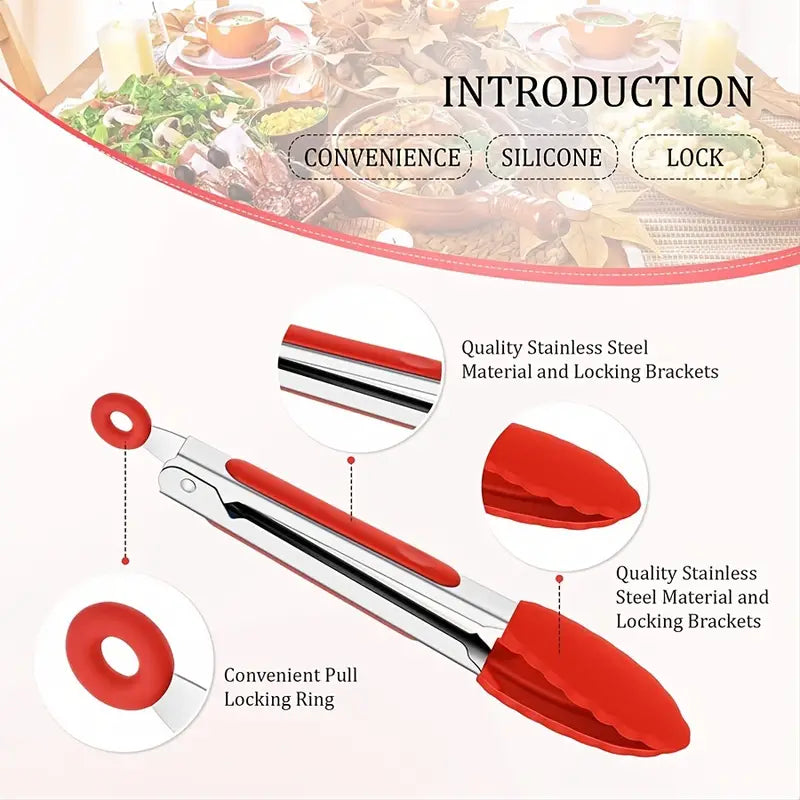 5pcs 7-Inch Silicone Tip Kitchen Tongs
