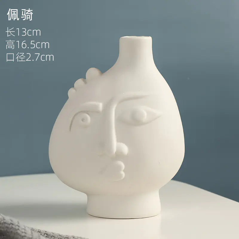 Nordic Style Human Face Creative Ceramic Vase Decor