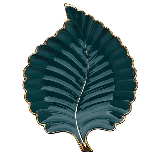 VanEnjoy Green Ceramic Leaf-Shaped Candy & Key Bowl – Decorative bowel
