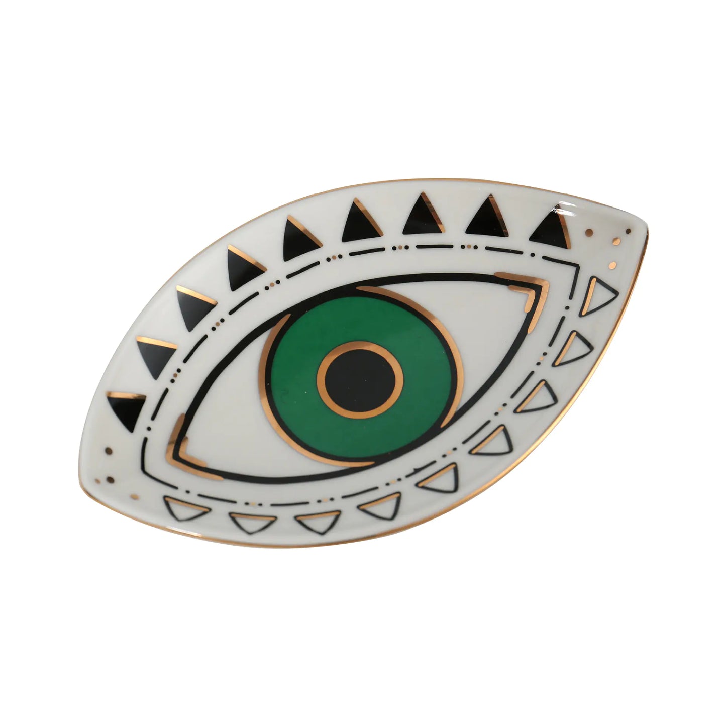 Creative Oval Ceramic Tray with Evil Eye Design