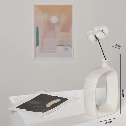 Modern White Ceramic Dried Flower Vase for Home Decor