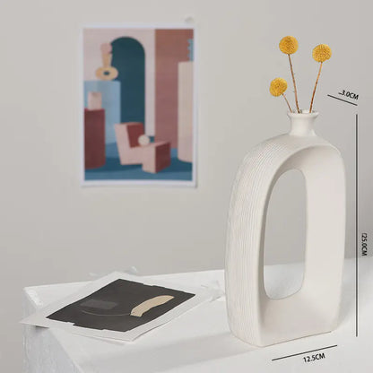 Modern White Ceramic Dried Flower Vase for Home Decor