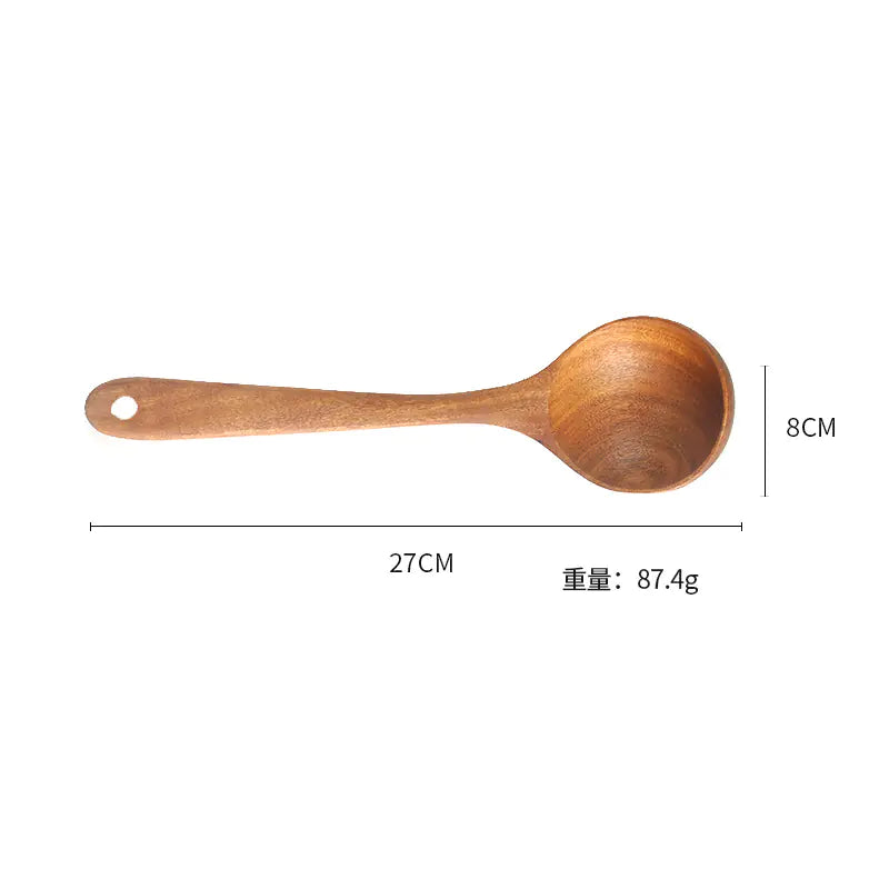 Wholesale 7-Piece Teak Kitchen Utensil Set – Natural Wood Cooking Tools