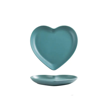 Nordic Heart-Shaped Ceramic Dinner Plate Set – Romantic Couple Set