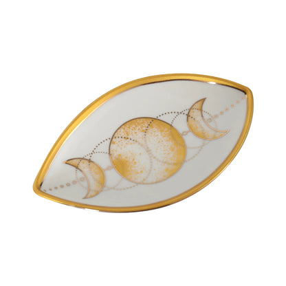 Creative Oval Ceramic Tray with Evil Eye Design