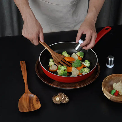 Wholesale 7-Piece Teak Kitchen Utensil Set – Natural Wood Cooking Tools