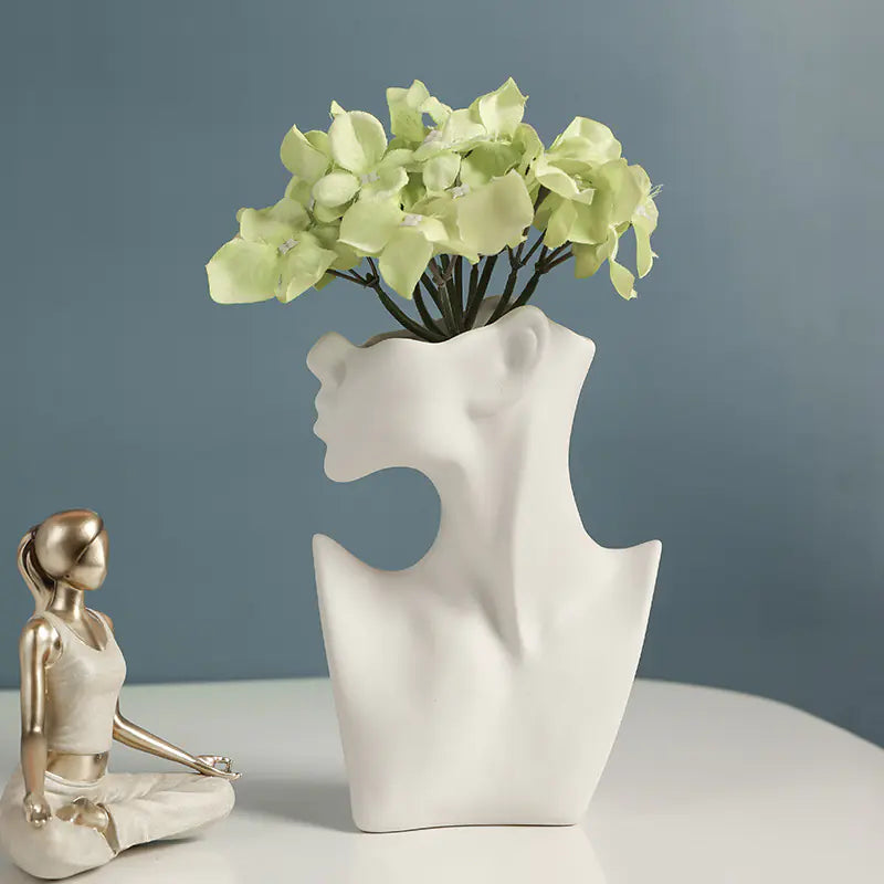 Nordic Style Human Face Creative Ceramic Vase Decor