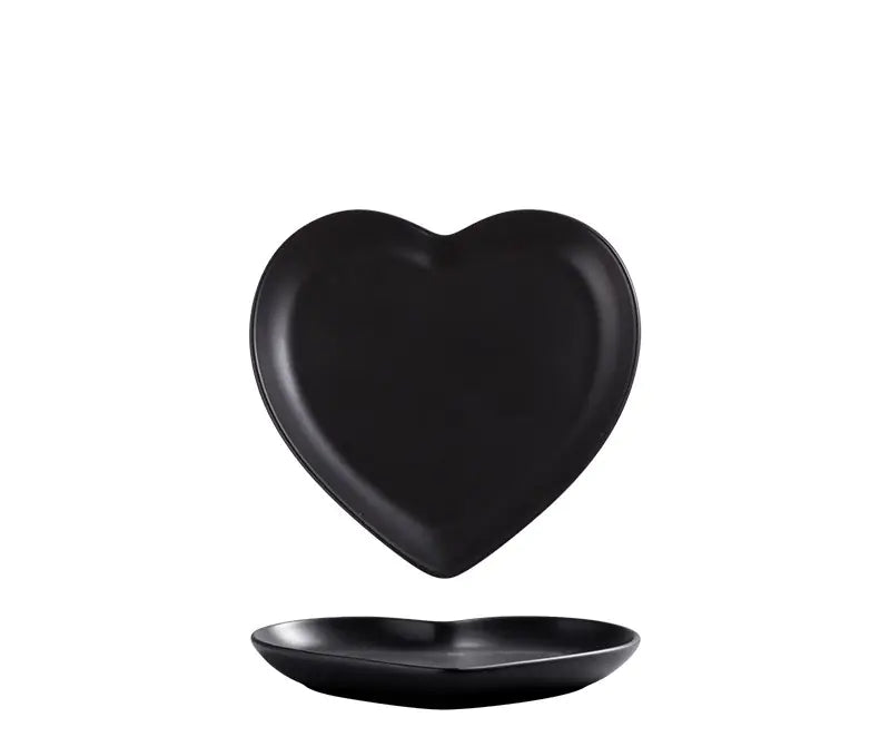 Nordic Heart-Shaped Ceramic Dinner Plate Set – Romantic Couple Set