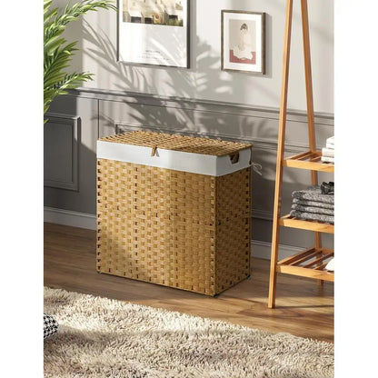 110L Handwoven Rattan Laundry Hamper with Lid