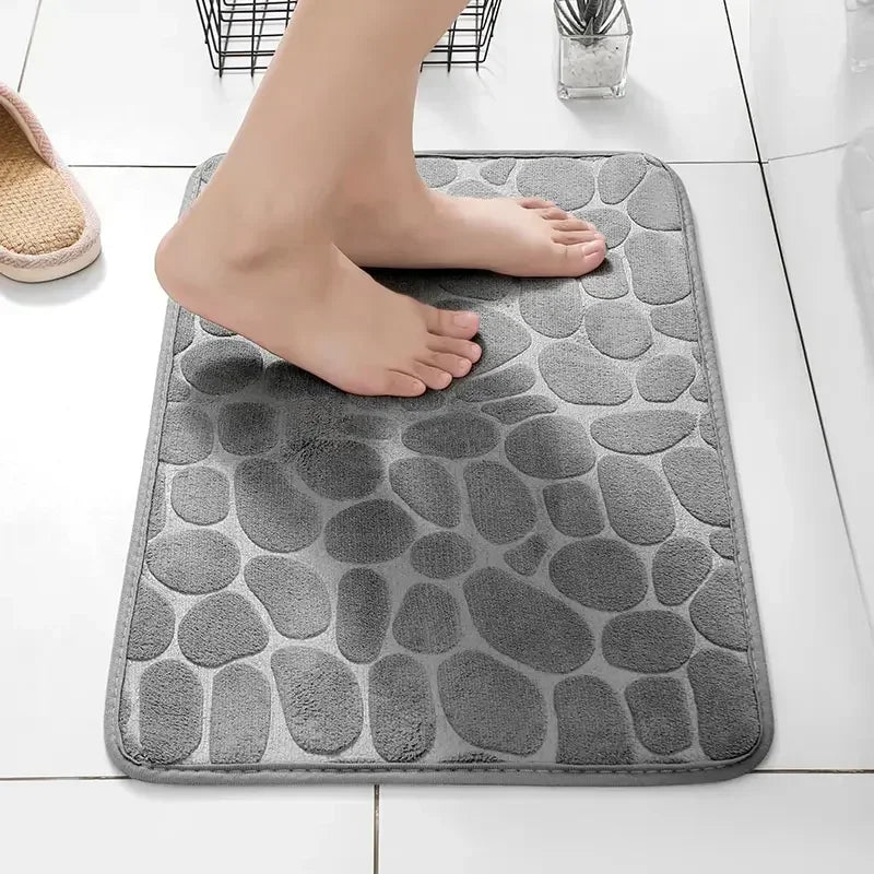 Cobblestone Memory Foam Bath Mat – Non-Slip & Quick Dry