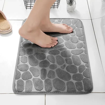 Cobblestone Memory Foam Bath Mat – Non-Slip & Quick Dry