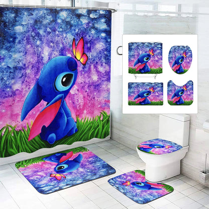 Luxury Stitch Cartoon Bathroom Mat Set – Waterproof & Non-Slip