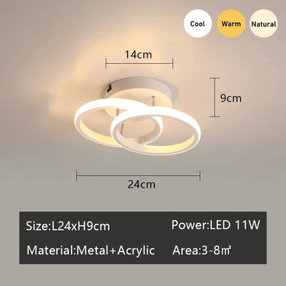 Modern LED Ceiling Lamp – 3-Color Aisle & Bedroom Light