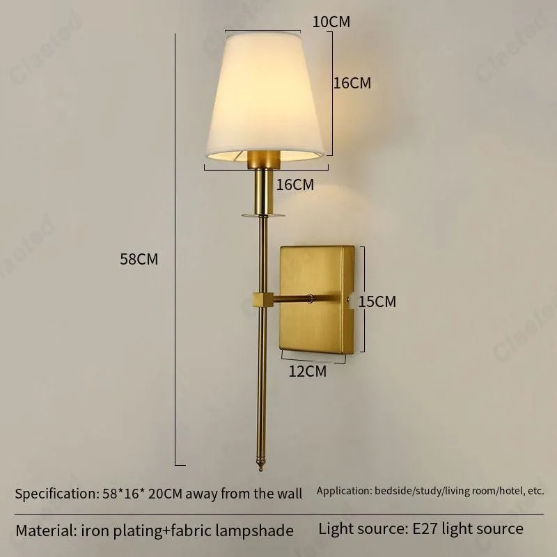 LED Wall Lamp with Fabric Lampshade – E27 Indoor Light