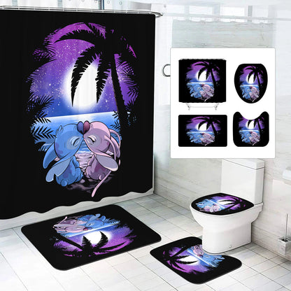 Luxury Stitch Cartoon Bathroom Mat Set – Waterproof & Non-Slip