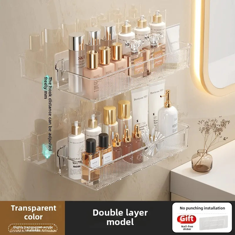 No-Drill Wall-Mounted Cosmetic & Skincare Rack