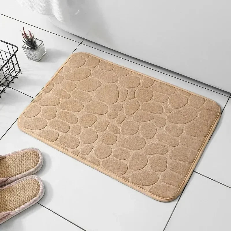 Cobblestone Memory Foam Bath Mat – Non-Slip & Quick Dry