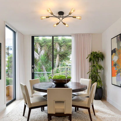 6-Light Black & Gold Sputnik Chandelier