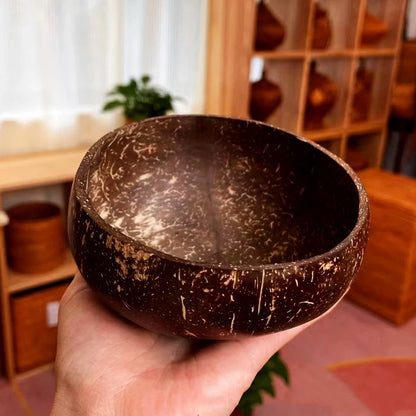 Natural Coconut Wood Bowl & Spoon Set