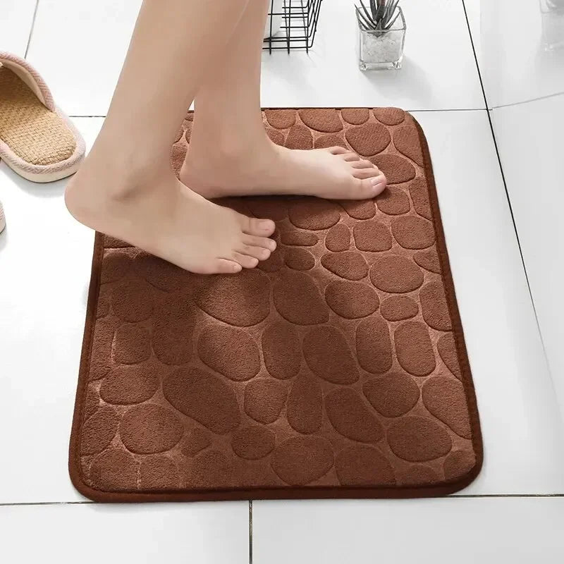 Cobblestone Memory Foam Bath Mat – Non-Slip & Quick Dry