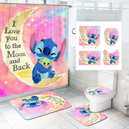 Luxury Stitch Cartoon Bathroom Mat Set – Waterproof & Non-Slip
