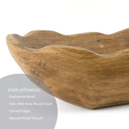 Rustic Paulownia Wood Dough Bowl