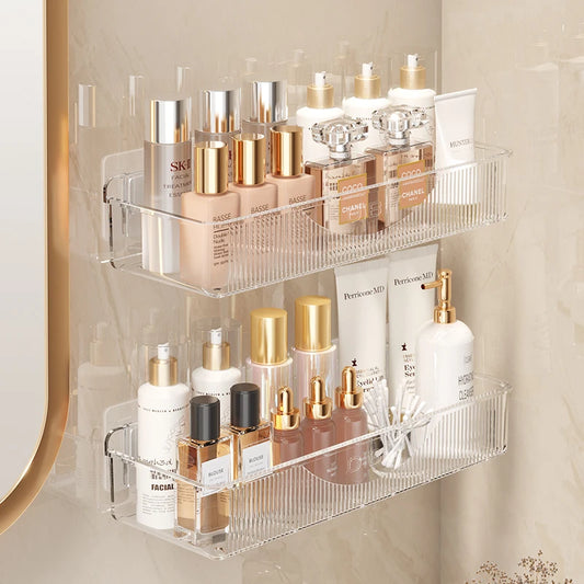 No-Drill Wall-Mounted Cosmetic & Skincare Rack