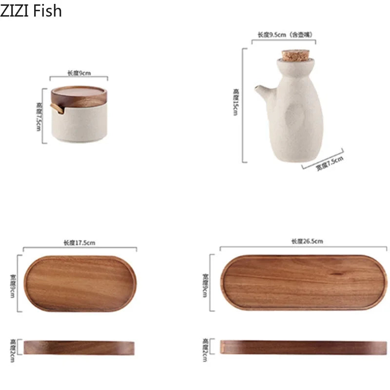 Japanese Ceramic Spice Jar Set – With Lids & Spoons