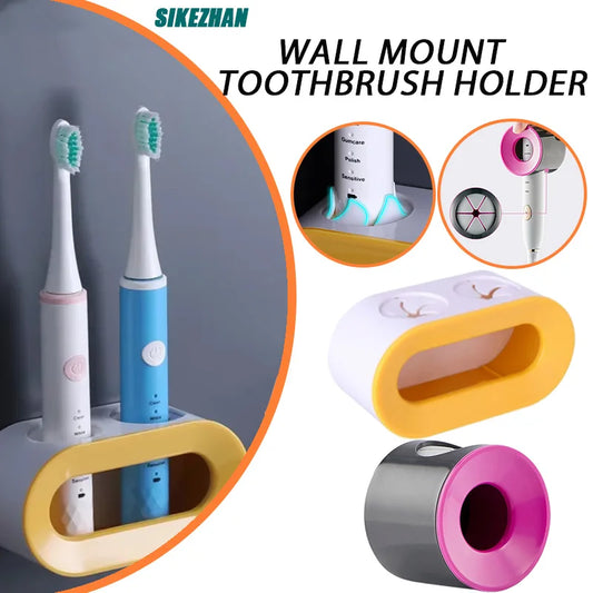 Bathroom Wall-Mounted Toothbrush Holder – Single & Double Hole Organizer