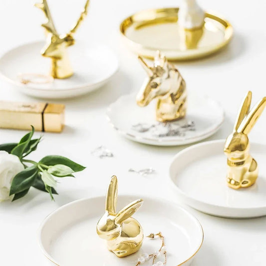 Nordic Gold Ceramic Jewelry Tray