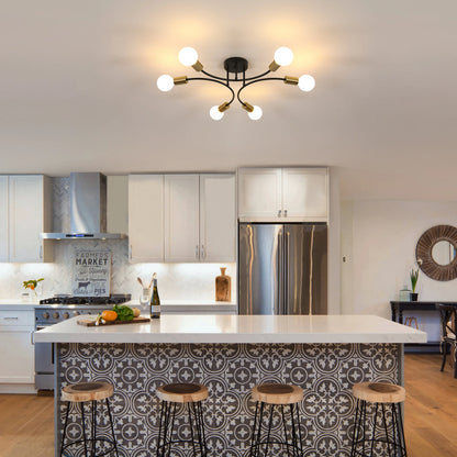 6-Light Black & Gold Sputnik Chandelier