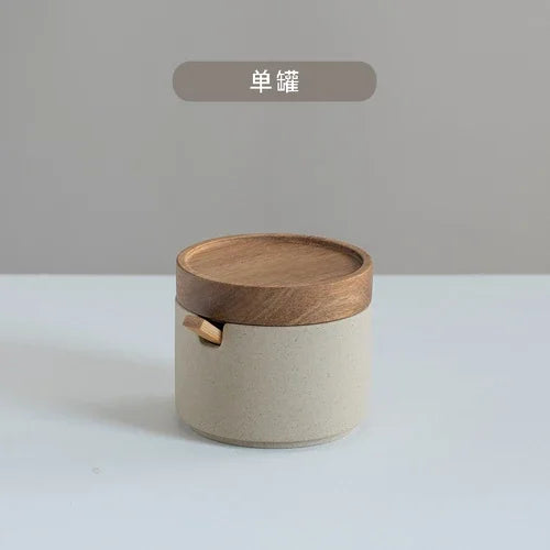 Japanese Ceramic Spice Jar Set – With Lids & Spoons