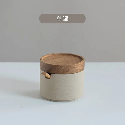 Japanese Ceramic Spice Jar Set – With Lids & Spoons