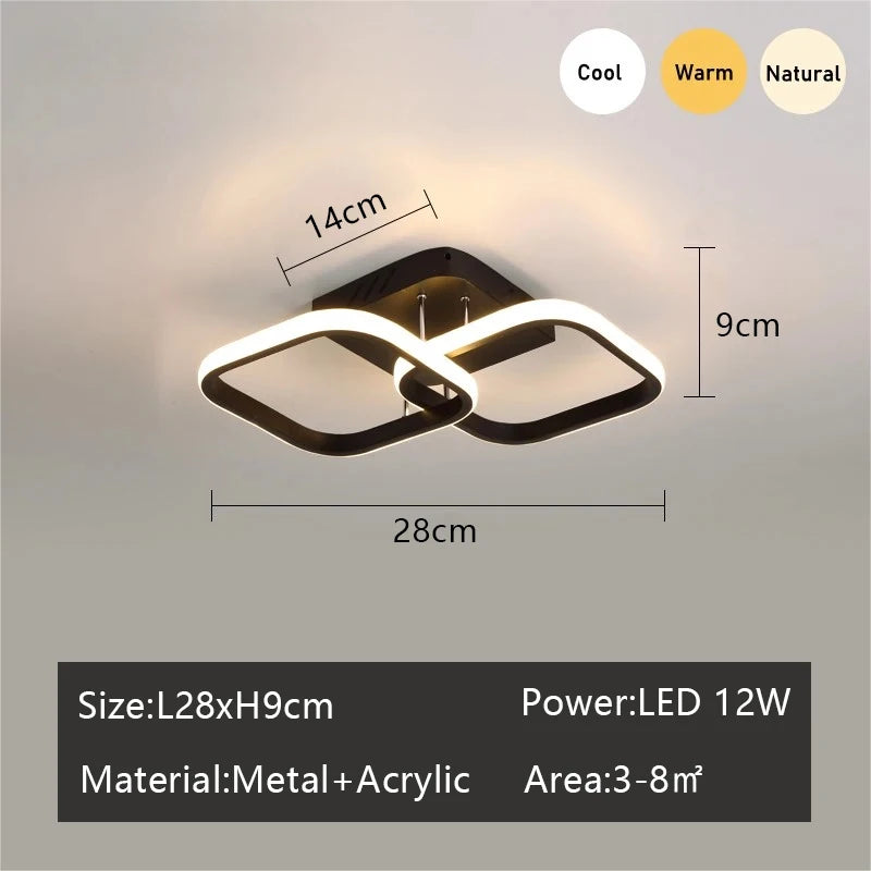 Modern LED Ceiling Lamp – 3-Color Aisle & Bedroom Light