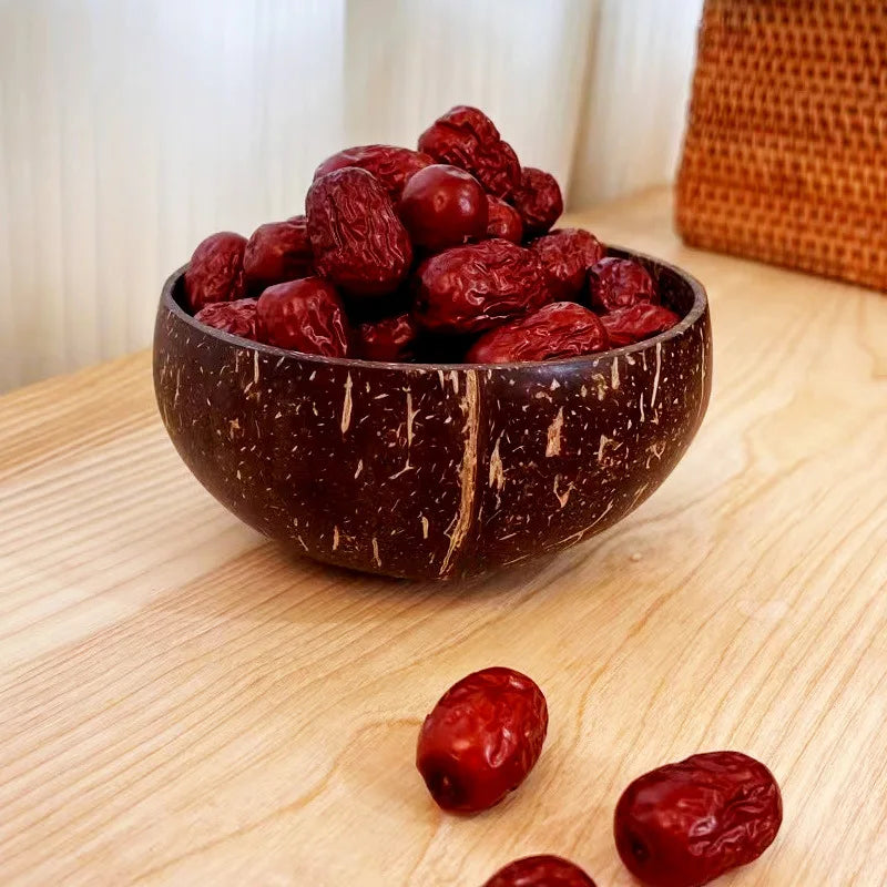 Natural Coconut Wood Bowl & Spoon Set