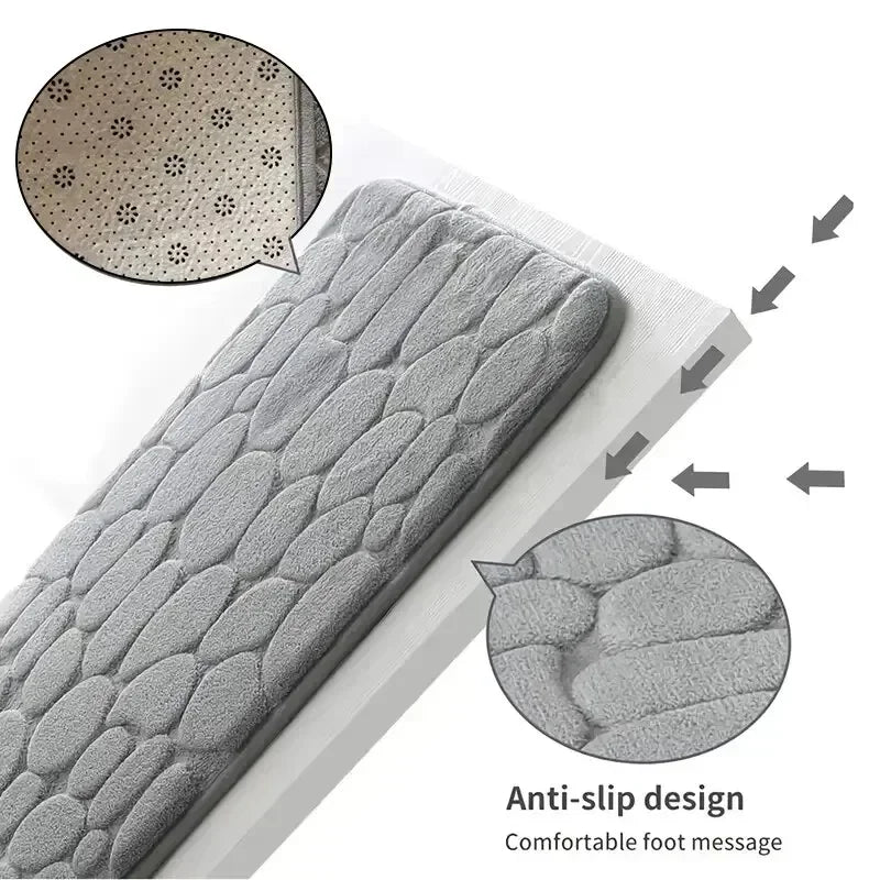 Cobblestone Memory Foam Bath Mat – Non-Slip & Quick Dry