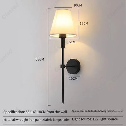 LED Wall Lamp with Fabric Lampshade – E27 Indoor Light